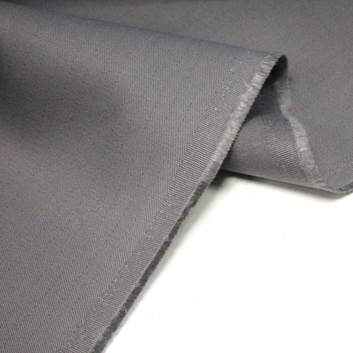 Tissu sergé coton gris uni aux fins fins liserés anthracites - 325gr/m2 - ON DESTOCKE ! - tissuspipi.com