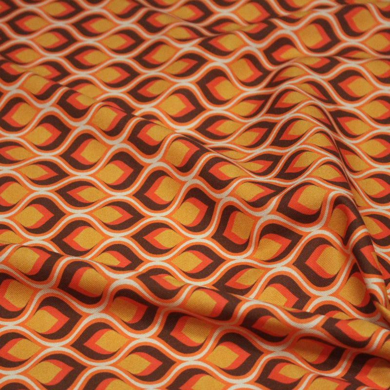Tissu gabardine coton imprimée motif SEVENTIES, Flamme Hypnotique - STANDARD 100 OEKO - TEX - tissuspipi.com
