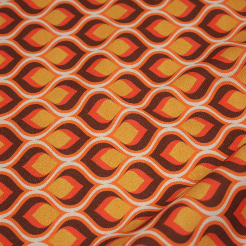 Tissu gabardine coton imprimée motif SEVENTIES, Flamme Hypnotique - STANDARD 100 OEKO - TEX - tissuspipi.com
