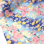 Tissu cotonnade motif japonais fleurs de cerisier : tons roses ou tons bleus– COLLECTION JAPON DORÉ - tissuspipi.com
