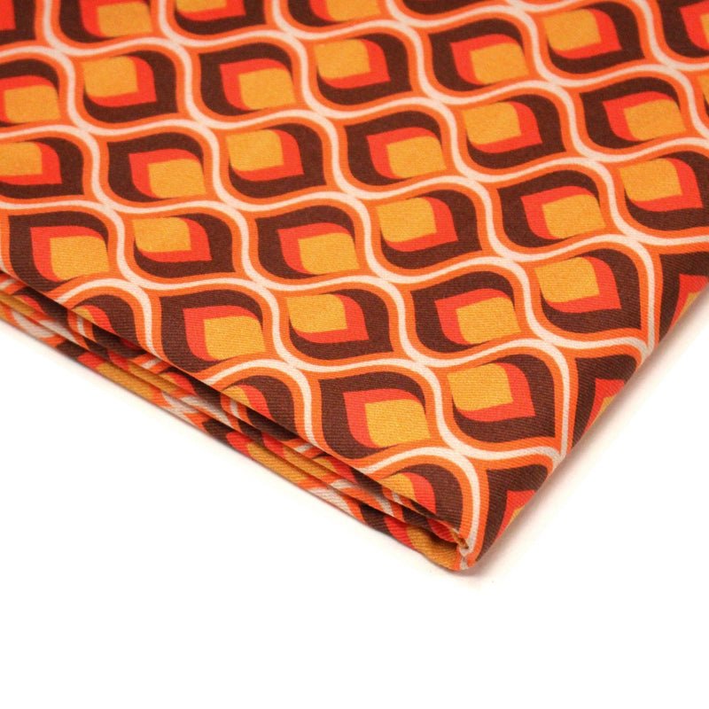 Tissu gabardine coton imprimée motif SEVENTIES, Flamme Hypnotique - STANDARD 100 OEKO - TEX - tissuspipi.com