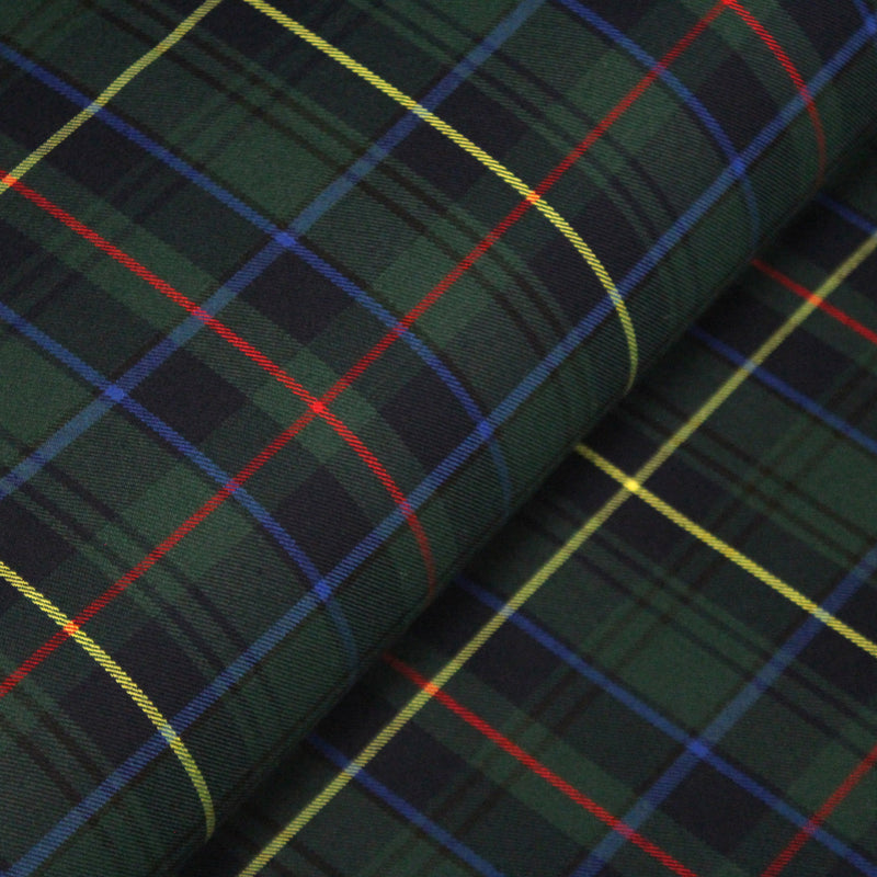 Tissu habillement Tartan motif traditionnel vert, bleu marine, rouge et jaune - OEKO - TEX® - tissuspipi.com