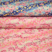 Tissu cotonnade motif japonais fleurs de cerisier : tons roses ou tons bleus– COLLECTION JAPON DORÉ - tissuspipi.com