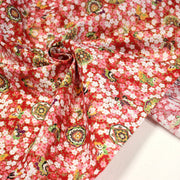 Tissu cotonnade motif japonais fleurs de cerisier, papillons et médaillons dorés, trois couleurs - COLLECTION JAPON DORÉ - tissuspipi.com