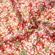 Tissu cotonnade motif japonais fleurs de cerisier, papillons et médaillons dorés, trois couleurs - COLLECTION JAPON DORÉ - tissuspipi.com