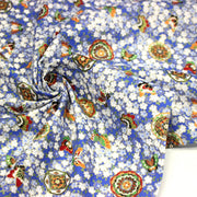 Tissu cotonnade motif japonais fleurs de cerisier, papillons et médaillons dorés, trois couleurs - COLLECTION JAPON DORÉ - tissuspipi.com