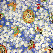 Tissu cotonnade motif japonais fleurs de cerisier, papillons et médaillons dorés, trois couleurs - COLLECTION JAPON DORÉ - tissuspipi.com