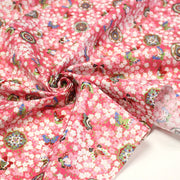 Tissu cotonnade motif japonais fleurs de cerisier, papillons et médaillons dorés, trois couleurs - COLLECTION JAPON DORÉ - tissuspipi.com