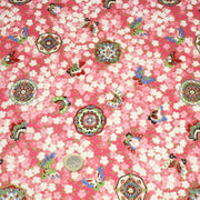 Tissu cotonnade motif japonais fleurs de cerisier, papillons et médaillons dorés, trois couleurs - COLLECTION JAPON DORÉ - tissuspipi.com
