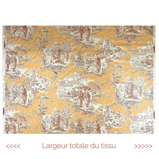 Tissu satin de coton ameublement, TOILE DE JOUY scène chinoise de Jean Pillement, INALTERA, fabriqué en Suisse - tissuspipi.com