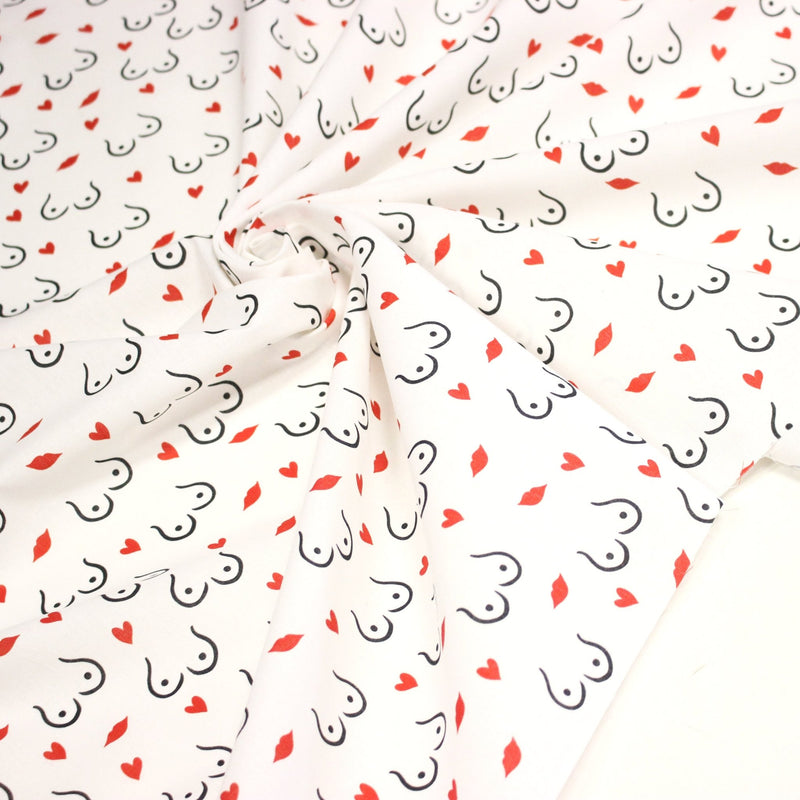 Tissu cotonnade Collection BOOBS : nombreux motifs de seins - STANDARD 100 OEKO - TEX - tissuspipi.com
