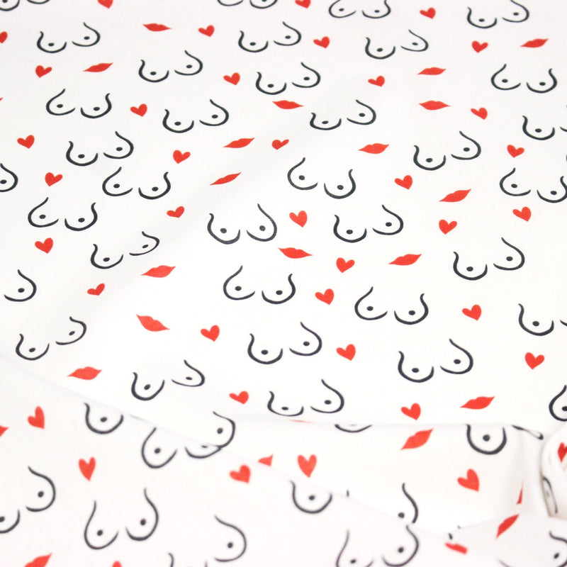 Tissu cotonnade Collection BOOBS : nombreux motifs de seins - STANDARD 100 OEKO - TEX - tissuspipi.com