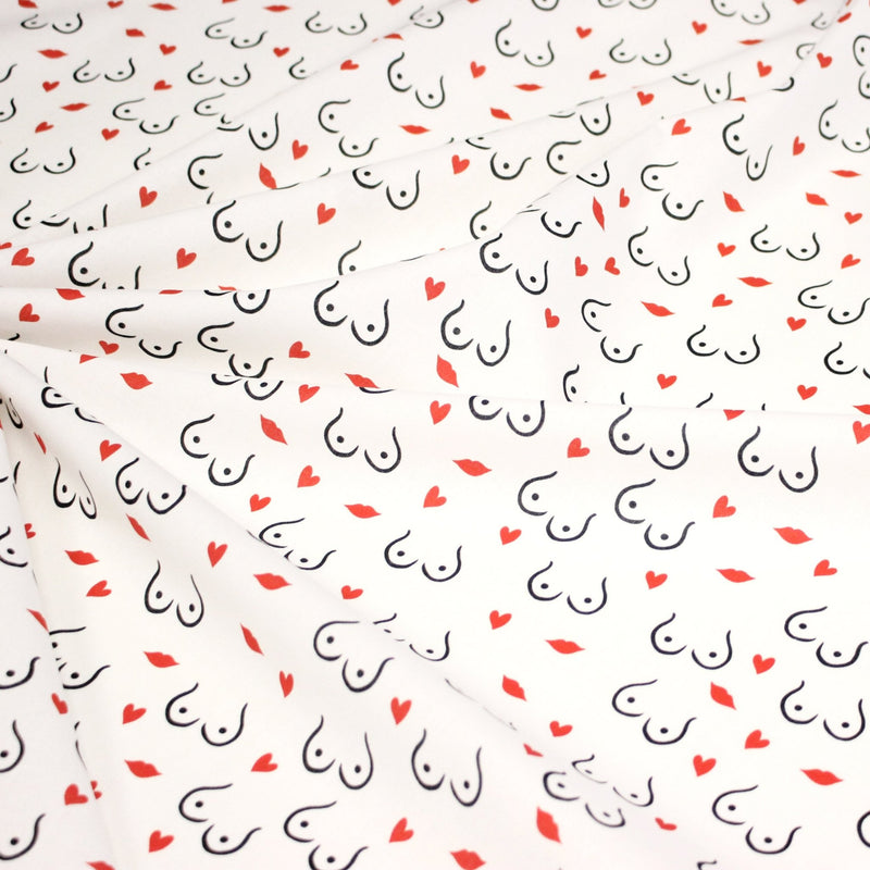 Tissu cotonnade Collection BOOBS : nombreux motifs de seins - STANDARD 100 OEKO - TEX - tissuspipi.com