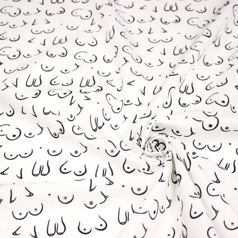 Tissu cotonnade Collection BOOBS : nombreux motifs de seins - STANDARD 100 OEKO - TEX - tissuspipi.com