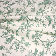 Tissu coton renforcé TOILE DE JOUY AUX MESANGES grande largeur 280cm : bleu, rouge, vert, gris - OEKO - TEX - tissuspipi.com
