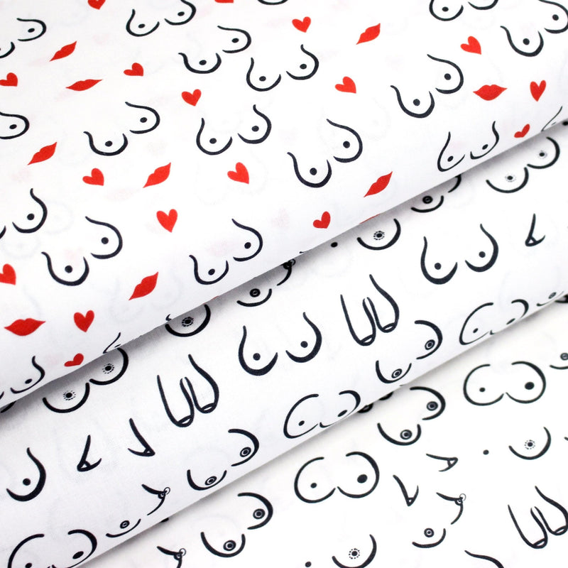 Tissu cotonnade Collection BOOBS : nombreux motifs de seins - STANDARD 100 OEKO - TEX - tissuspipi.com