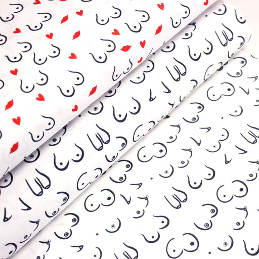 Tissu cotonnade Collection BOOBS : nombreux motifs de seins - STANDARD 100 OEKO - TEX - tissuspipi.com