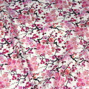 Tissu cotonnade SAKURA ROSE : jardin japonais aux fleurs de cerisier roses & fuchsia - tissuspipi.com