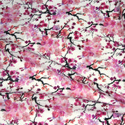 Tissu cotonnade SAKURA ROSE : jardin japonais aux fleurs de cerisier roses & fuchsia - tissuspipi.com