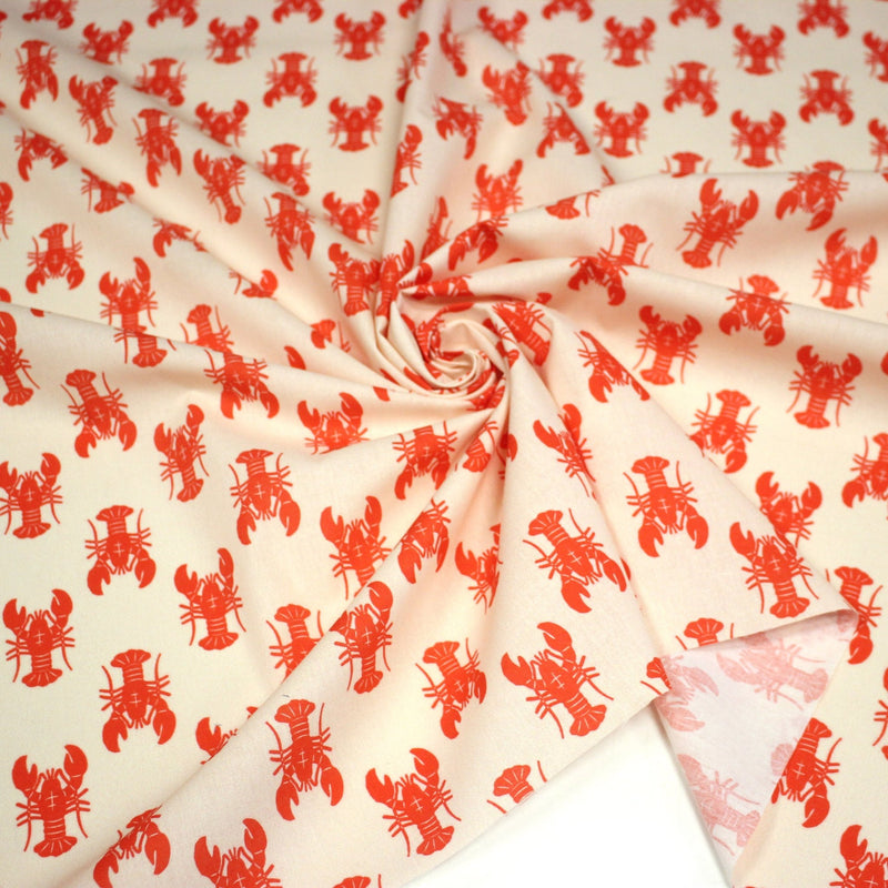 Tissu cotonnade HOMARD vermillon, 4 couleurs disponibles - OEKO - TEX STANDARD 100 - tissuspipi.com