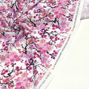 Tissu cotonnade SAKURA ROSE : jardin japonais aux fleurs de cerisier roses & fuchsia - tissuspipi.com