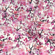 Tissu cotonnade SAKURA ROSE : jardin japonais aux fleurs de cerisier roses & fuchsia - tissuspipi.com