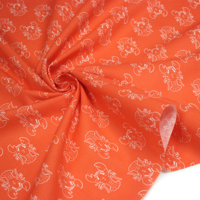 Tissu cotonnade HOMARD vermillon, 4 couleurs disponibles - OEKO - TEX STANDARD 100 - tissuspipi.com