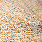 Tissu cotonnade motif japonais SEIGAIHA aux tons ocres et verts - OEKO - TEX - tissuspipi.com