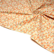 Tissu popeline coton fleurie orange jaune vert fond orange - OEKO - TEX - tissuspipi.com