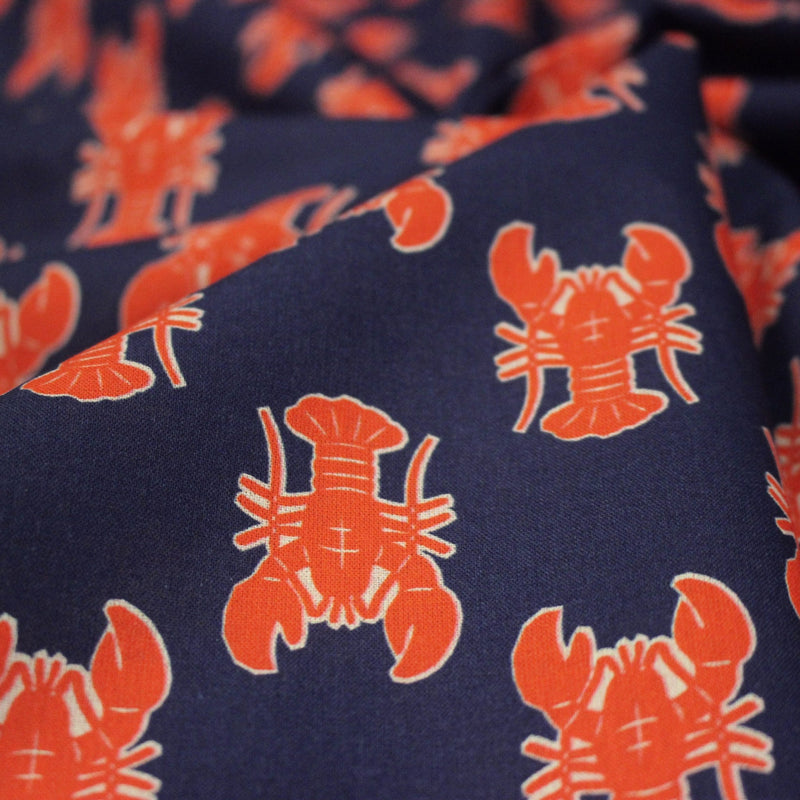 Tissu cotonnade HOMARD vermillon, 4 couleurs disponibles - OEKO - TEX STANDARD 100 - tissuspipi.com