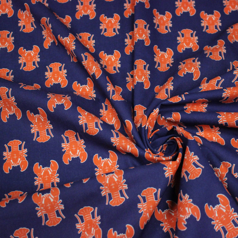 Tissu cotonnade HOMARD vermillon, 4 couleurs disponibles - OEKO - TEX STANDARD 100 - tissuspipi.com