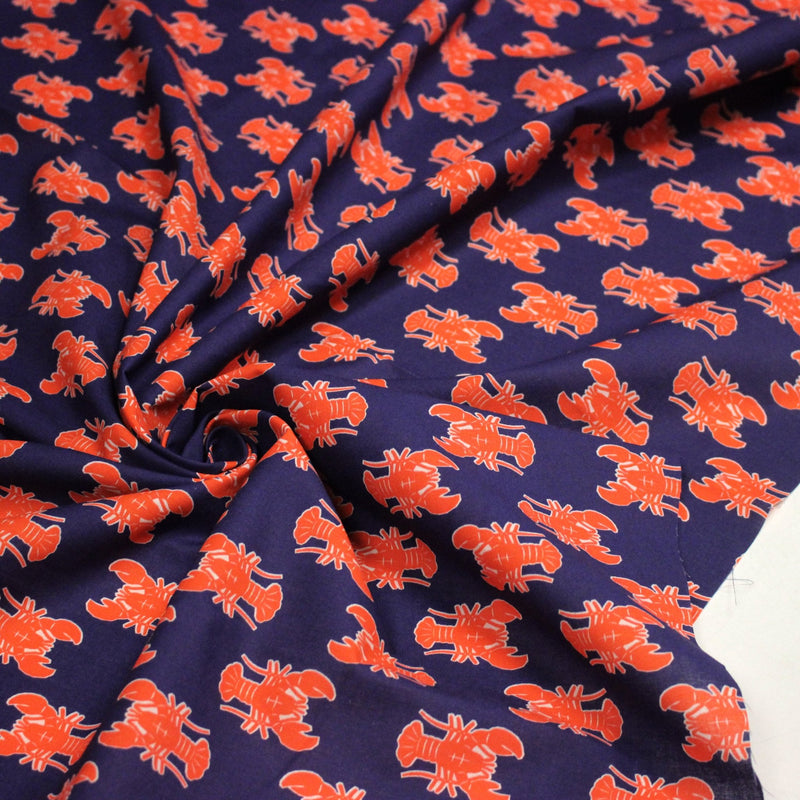 Tissu cotonnade HOMARD vermillon, 4 couleurs disponibles - OEKO - TEX STANDARD 100 - tissuspipi.com