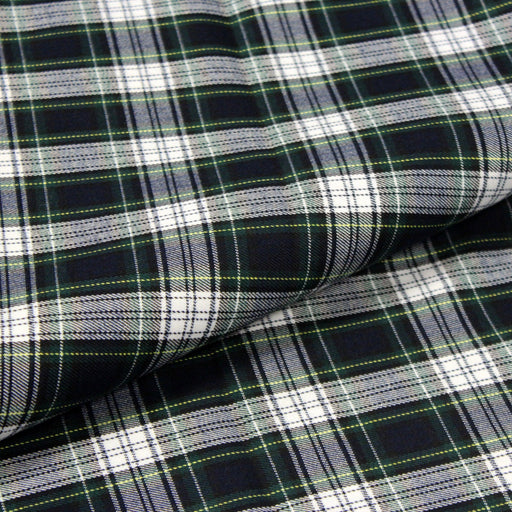 Tissu habillement Tartan carreaux motif traditionnel bleu marine, vert et blanc - OEKO - TEX® - tissuspipi.com