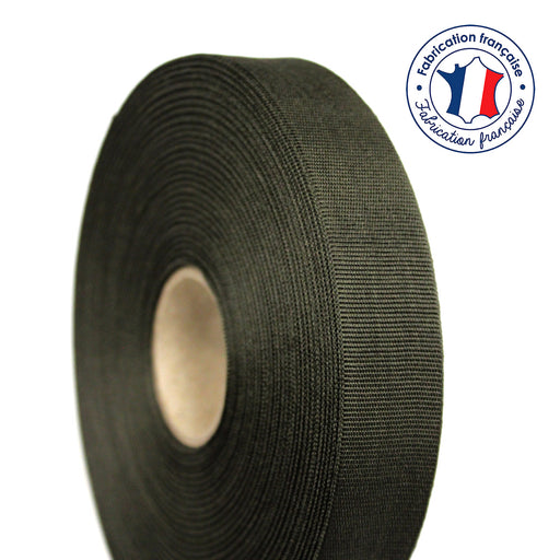 Ruban gros grain vert kaki 25mm - Galette de 50 mètres - Fabrication française - tissuspipi.com