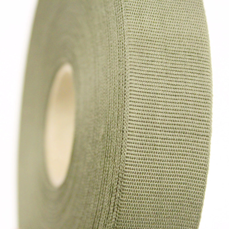Ruban gros grain couleur vert kaki clair 25mm - Galette de 50 mètres - Fabrication française - tissuspipi.com