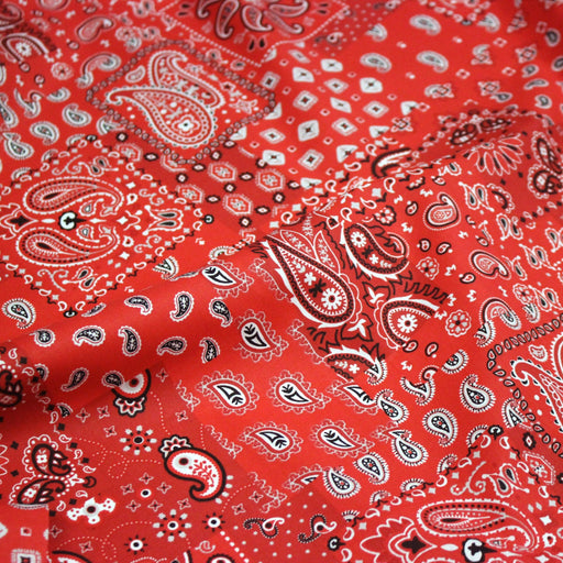 Tissu cotonnade, motif BANDANA paisley : rouge / bleu / vert - OEKO - TEX STANDARD 100 - tissuspipi.com