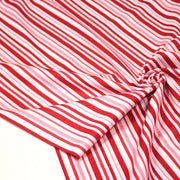 Tissu cotonnade aux rayures rouges, roses et blanches - tissuspipi.com