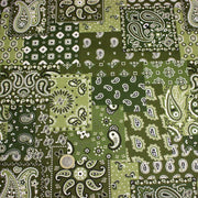 Tissu cotonnade, motif BANDANA paisley : rouge / bleu / vert - OEKO - TEX STANDARD 100 - tissuspipi.com