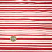 Tissu cotonnade aux rayures rouges, roses et blanches - tissuspipi.com