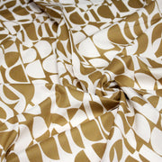 Tissu popeline coton motif géométrique ocre & écru - OEKO - TEX - tissuspipi.com