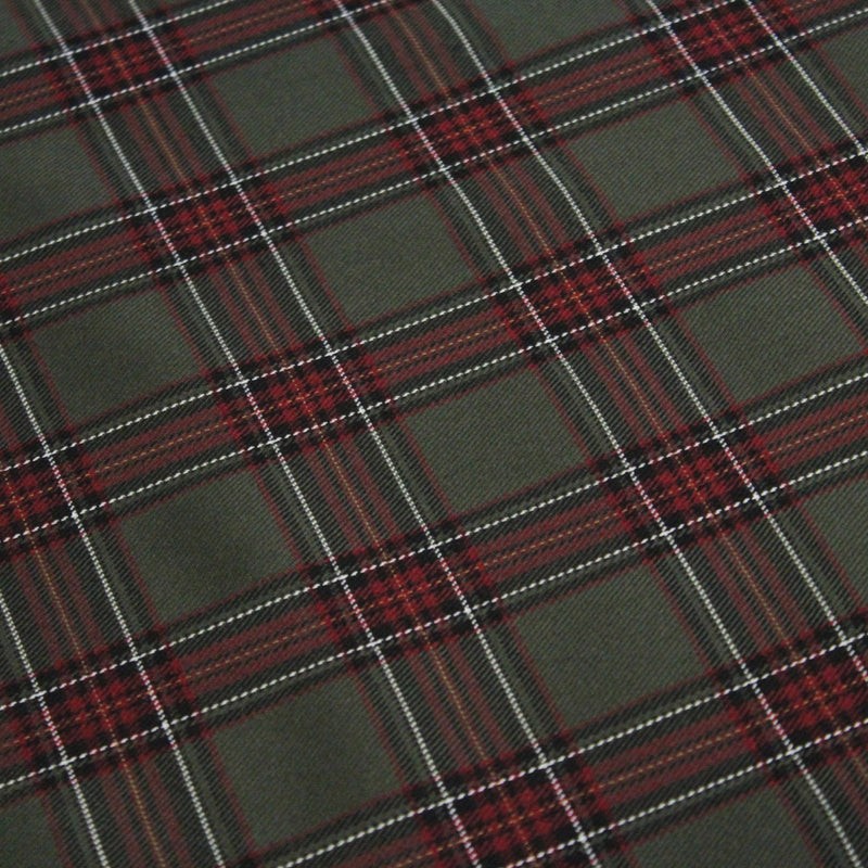 Tissu habillement Tartan carreaux motif traditionnel vert kaki noir et bordeaux - OEKO - TEX® - tissuspipi.com