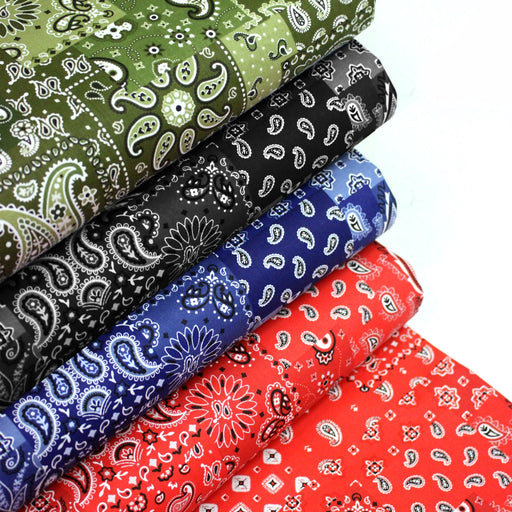 Tissu cotonnade, motif BANDANA paisley : rouge / bleu / vert / noir - OEKO - TEX STANDARD 100 - tissuspipi.com