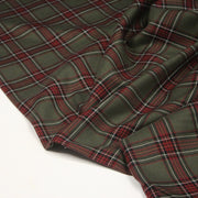 Tissu habillement Tartan carreaux motif traditionnel vert kaki noir et bordeaux - OEKO - TEX® - tissuspipi.com