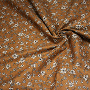 Tissu popeline coton ocre aux fines fleurs écrues & noires - OEKO - TEX - tissuspipi.com