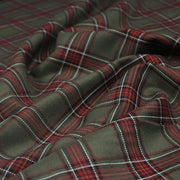 Tissu habillement Tartan carreaux motif traditionnel vert kaki noir et bordeaux - OEKO - TEX® - tissuspipi.com