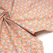 Tissu cotonnade fleuri SEVENTIES ocre rose vert - STANDARD 100 OEKO - TEX - tissuspipi.com