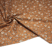 Tissu popeline coton ocre aux fines fleurs écrues & noires - OEKO - TEX - tissuspipi.com