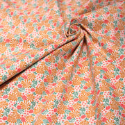 Tissu cotonnade fleuri SEVENTIES ocre rose vert - STANDARD 100 OEKO - TEX - tissuspipi.com