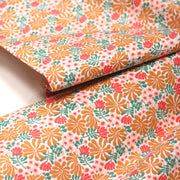 Tissu cotonnade fleuri SEVENTIES ocre rose vert - STANDARD 100 OEKO - TEX - tissuspipi.com