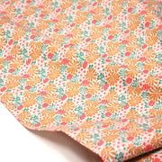 Tissu cotonnade fleuri SEVENTIES ocre rose vert - STANDARD 100 OEKO - TEX - tissuspipi.com